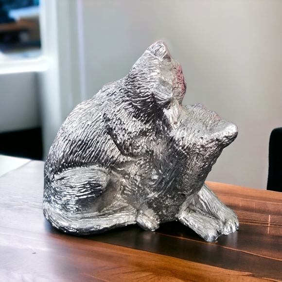 Miniature  Pewter Mother Cat & Kitty Sculpture by Rickers # 1604 - Picture 3 of 4